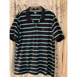 Old Navy Lobster logo, blue Striped Polo Shirt XXL, built in‎ flex